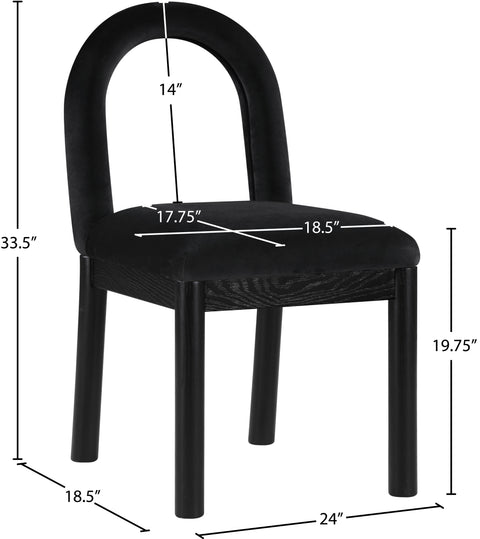 Greer Black Velvet Upholstered Dining Chair , 1 Piece (Style 2)