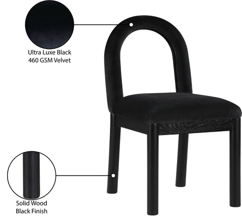 Greer Black Velvet Upholstered Dining Chair , 1 Piece (Style 2)