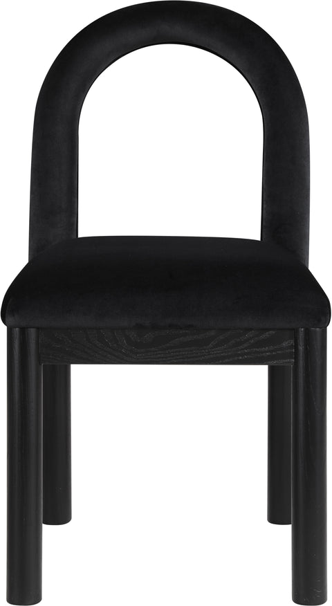Greer Black Velvet Upholstered Dining Chair , 1 Piece (Style 2)