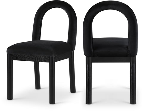 Greer Black Velvet Upholstered Dining Chair , 1 Piece (Style 2)