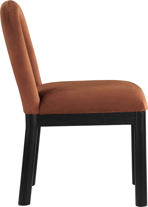 Greer Cognac Velvet Upholstered Dining Chair , 1 Piece (Style 2)