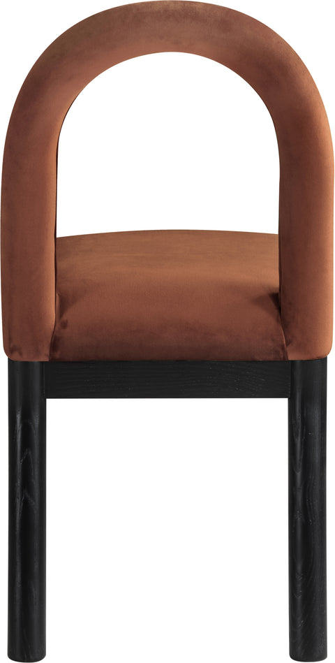 Greer Cognac Velvet Upholstered Dining Chair , 1 Piece (Style 2)