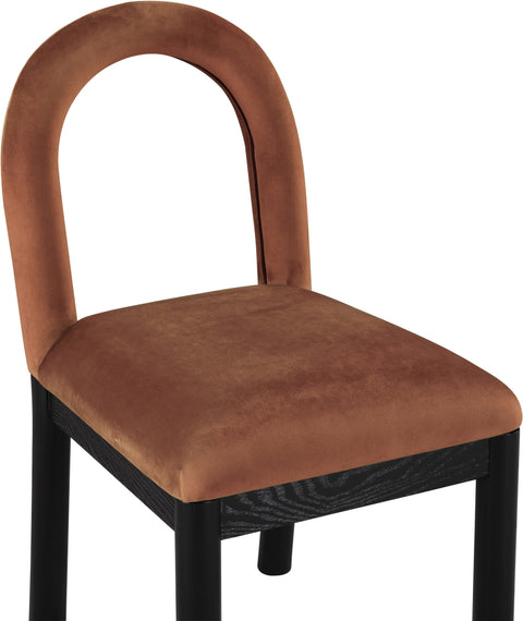 Greer Cognac Velvet Upholstered Dining Chair , 1 Piece (Style 2)