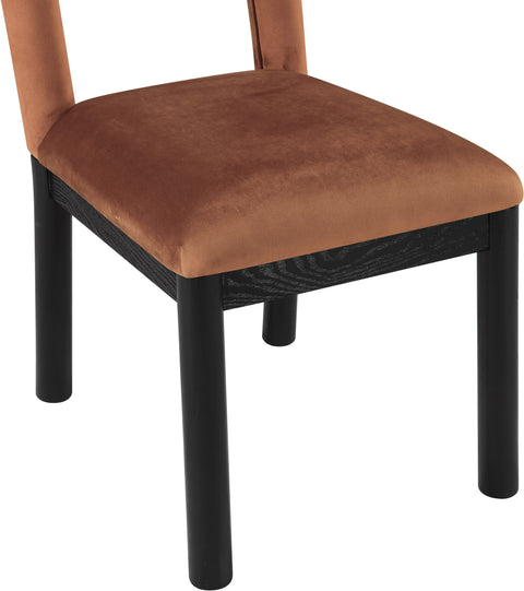 Greer Cognac Velvet Upholstered Dining Chair , 1 Piece (Style 2)