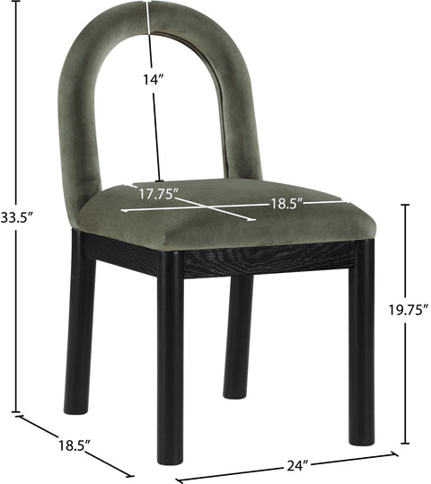 Greer Green Velvet Upholstered Dining Chair , 1 Piece (Style 1)