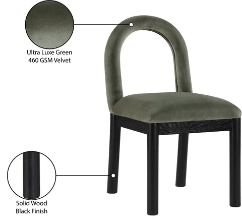 Greer Green Velvet Upholstered Dining Chair , 1 Piece (Style 1)