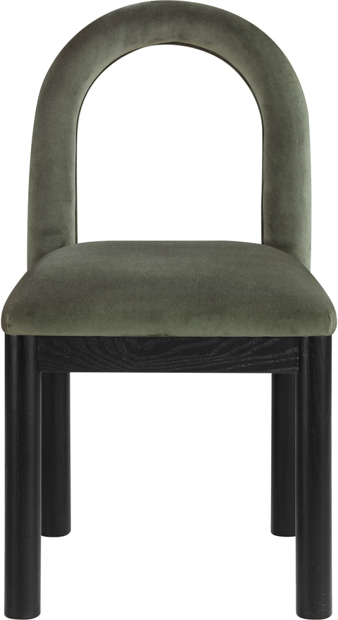 Greer Green Velvet Upholstered Dining Chair , 1 Piece (Style 1)
