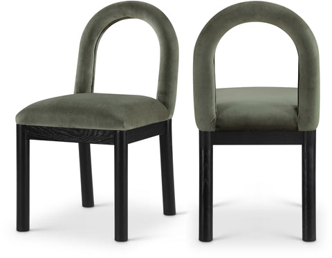 Greer Green Velvet Upholstered Dining Chair , 1 Piece (Style 1)