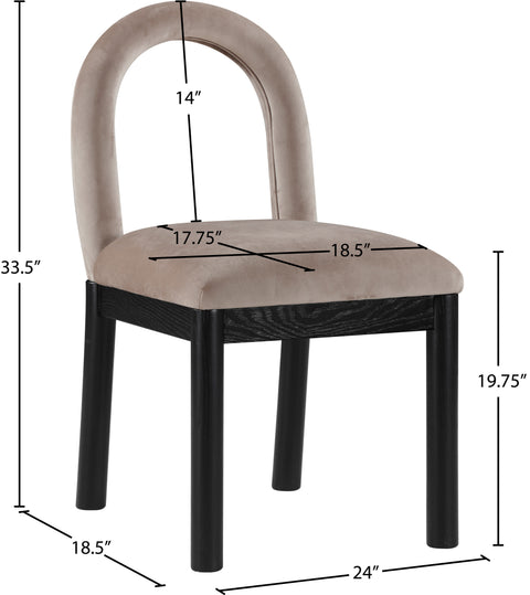 Greer Taupe Velvet Upholstered Dining Chair , 1 Piece (Style 1)