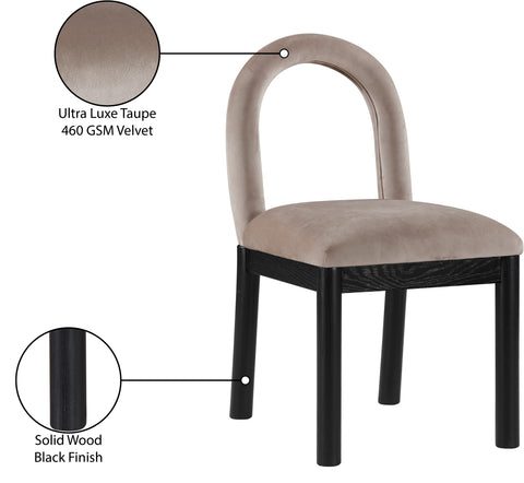 Greer Taupe Velvet Upholstered Dining Chair , 1 Piece (Style 1)