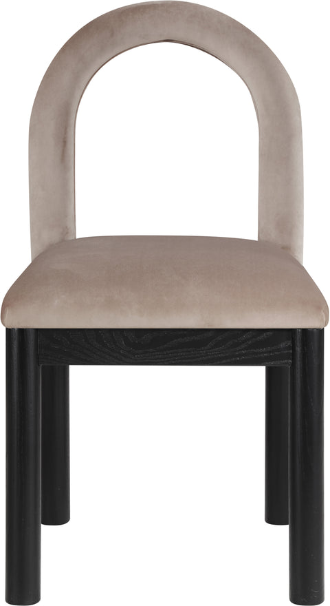 Greer Taupe Velvet Upholstered Dining Chair , 1 Piece (Style 1)