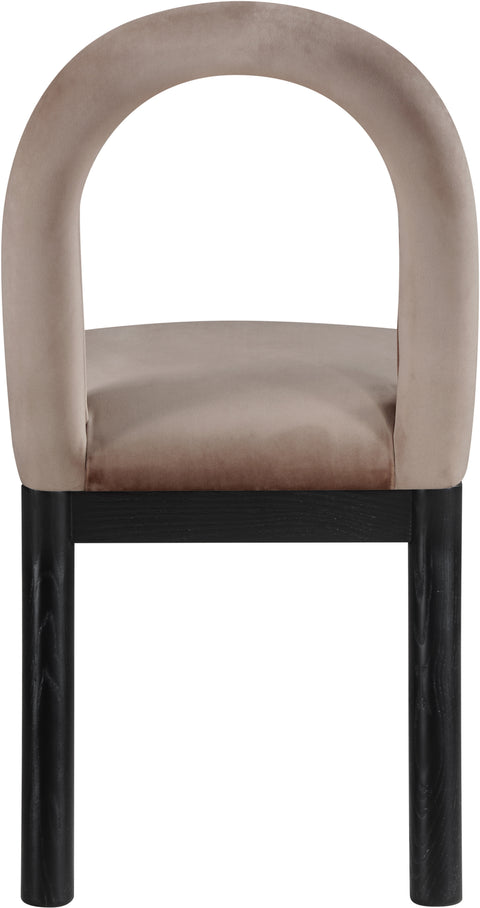 Greer Taupe Velvet Upholstered Dining Chair , 1 Piece (Style 1)