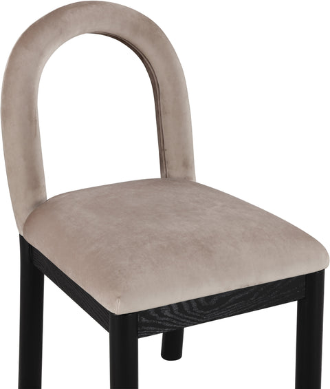 Greer Taupe Velvet Upholstered Dining Chair , 1 Piece (Style 1)