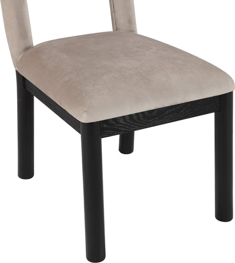 Greer Taupe Velvet Upholstered Dining Chair , 1 Piece (Style 1)