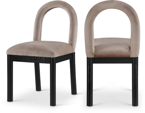 Greer Taupe Velvet Upholstered Dining Chair , 1 Piece (Style 1)
