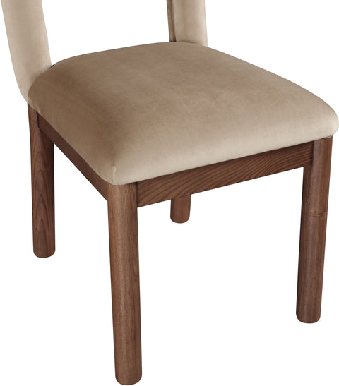Greer Beige Velvet Upholstered Dining Chair , 1 Piece (Style 2)