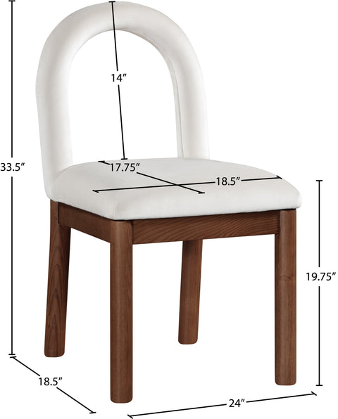 Greer Cream Velvet Upholstered Dining Chair , 1 Piece (Style 3)