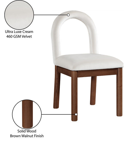 Greer Cream Velvet Upholstered Dining Chair , 1 Piece (Style 3)