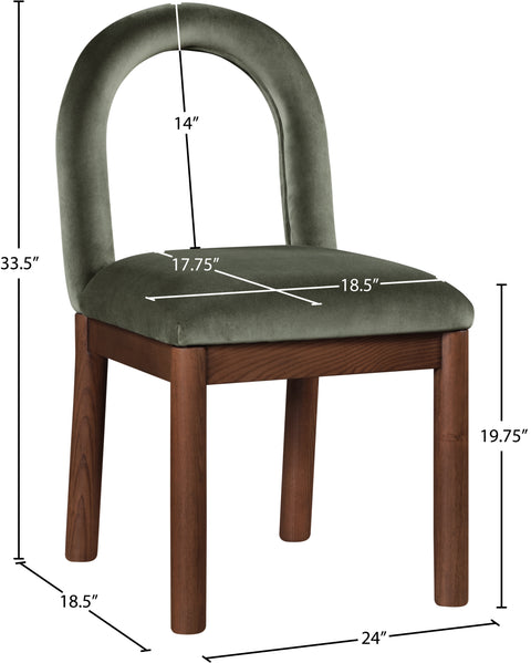 Greer Green Velvet Upholstered Dining Chair , 1 Piece (Style 2)