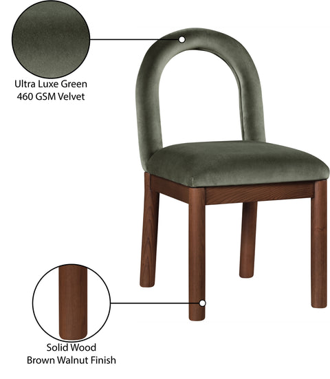Greer Green Velvet Upholstered Dining Chair , 1 Piece (Style 2)