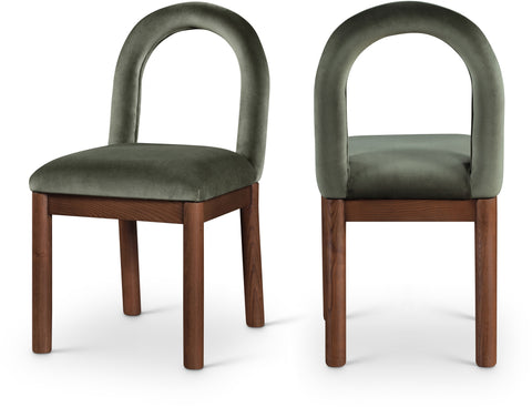 Greer Green Velvet Upholstered Dining Chair , 1 Piece (Style 2)
