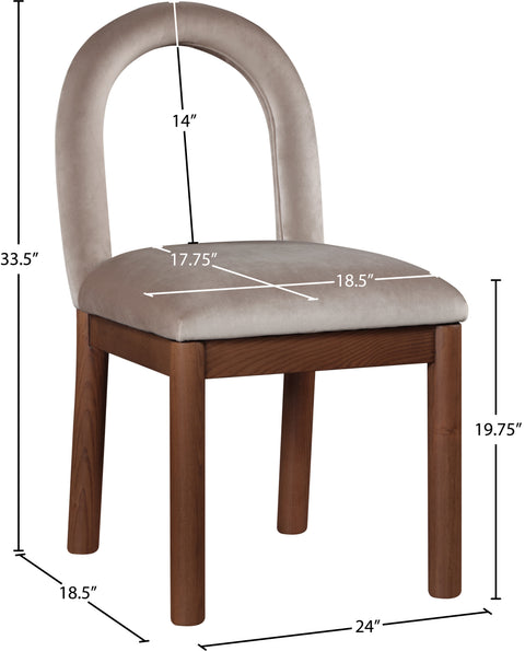 Greer Taupe Velvet Upholstered Dining Chair , 1 Piece (Style 2)