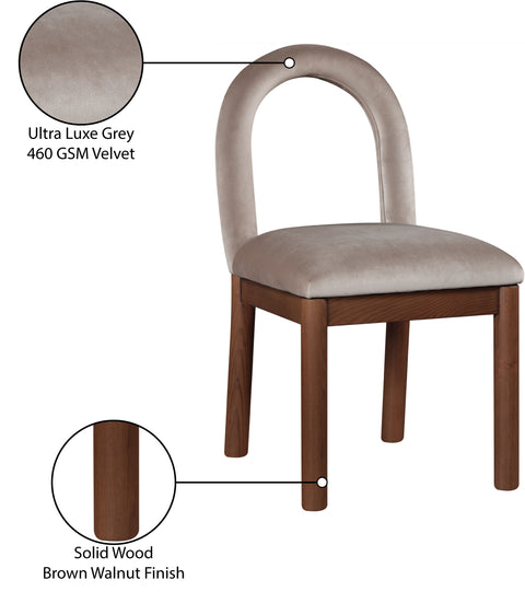 Greer Taupe Velvet Upholstered Dining Chair , 1 Piece (Style 2)