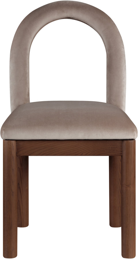 Greer Taupe Velvet Upholstered Dining Chair , 1 Piece (Style 2)