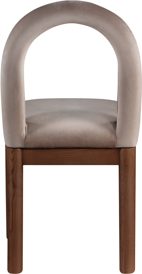 Greer Taupe Velvet Upholstered Dining Chair , 1 Piece (Style 2)