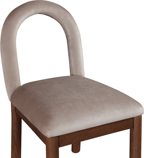 Greer Taupe Velvet Upholstered Dining Chair , 1 Piece (Style 2)