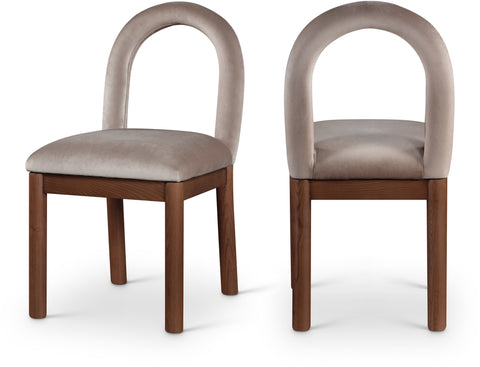 Greer Taupe Velvet Upholstered Dining Chair , 1 Piece (Style 2)