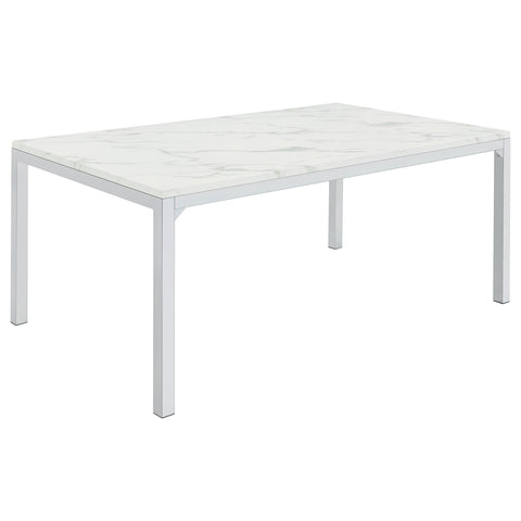 Kiefer Rectangular 64-inch Faux Marble Dining Table ChromeCarrara Faux Marble
