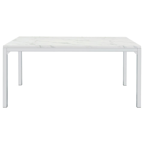 Kiefer Rectangular 64-inch Faux Marble Dining Table ChromeCarrara Faux Marble