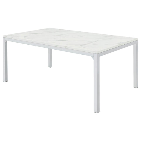 Kiefer Rectangular 64-inch Faux Marble Dining Table ChromeCarrara Faux Marble