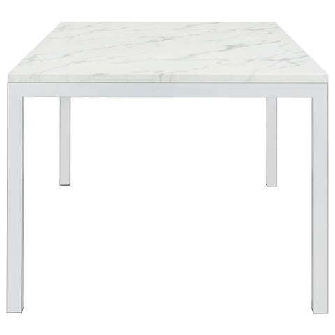 Kiefer Rectangular 64-inch Faux Marble Dining Table ChromeCarrara Faux Marble