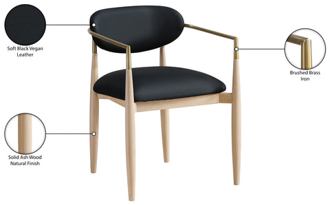 Harlow Black Vegan Leather Upholstered Dining Arm Chair , 2-Piece (Style 1)