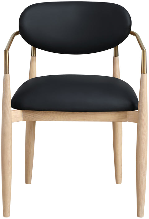 Harlow Black Vegan Leather Upholstered Dining Arm Chair , 2-Piece (Style 1)