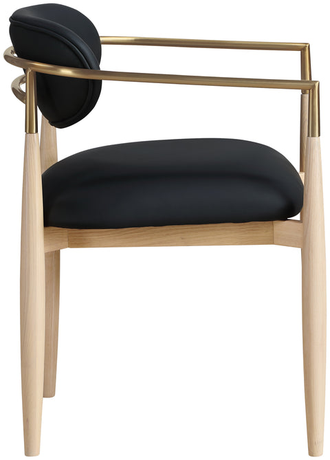 Harlow Black Vegan Leather Upholstered Dining Arm Chair , 2-Piece (Style 1)