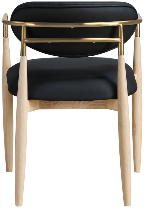 Harlow Black Vegan Leather Upholstered Dining Arm Chair , 2-Piece (Style 1)