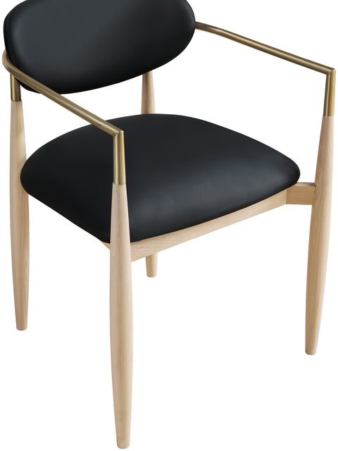 Harlow Black Vegan Leather Upholstered Dining Arm Chair , 2-Piece (Style 1)