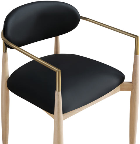 Harlow Black Vegan Leather Upholstered Dining Arm Chair , 2-Piece (Style 1)