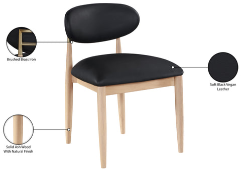 Harlow Black Vegan Leather Upholstered Dining Side Chair , 2-Piece (Style 1)