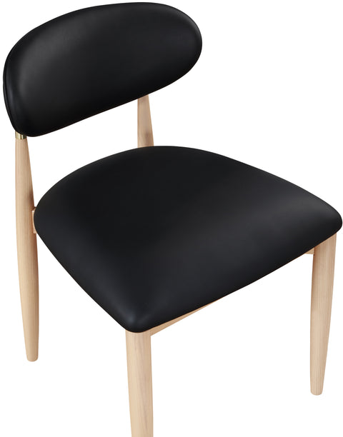 Harlow Black Vegan Leather Upholstered Dining Side Chair , 2-Piece (Style 1)