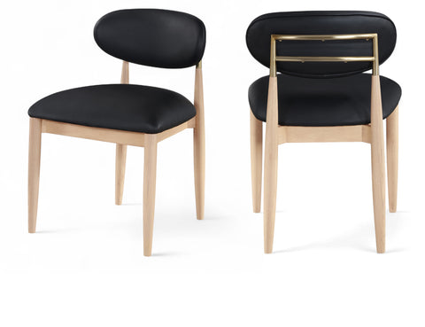 Harlow Black Vegan Leather Upholstered Dining Side Chair , 2-Piece (Style 1)