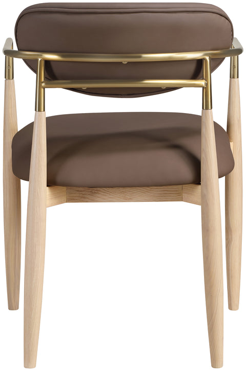 Harlow Brown Vegan Leather Upholstered Dining Arm Chair, 2-Piece