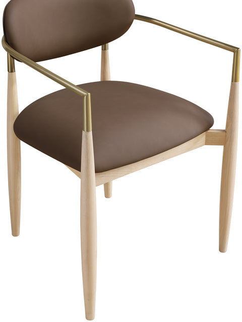Harlow Brown Vegan Leather Upholstered Dining Arm Chair, 2-Piece