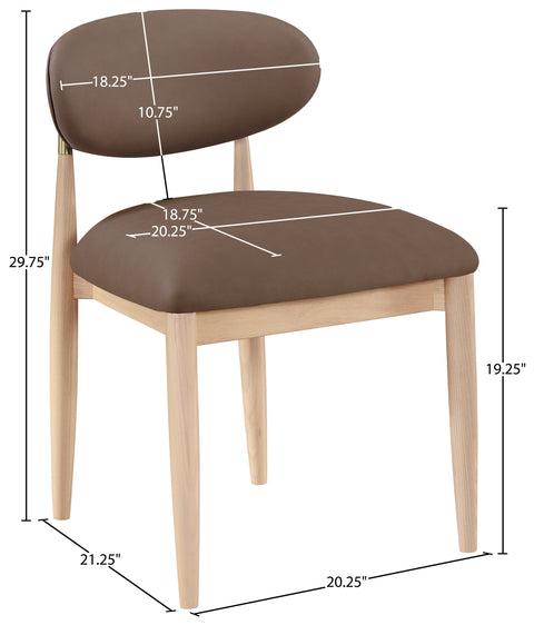 Harlow Brown Vegan Leather Upholstered Dining Side Chair, 2-Piece