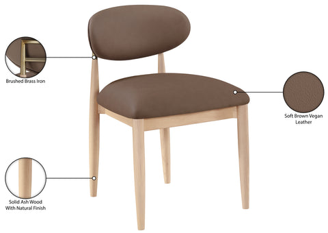 Harlow Brown Vegan Leather Upholstered Dining Side Chair, 2-Piece