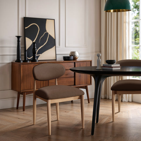 Harlow Brown Vegan Leather Upholstered Dining Side Chair, 2-Piece