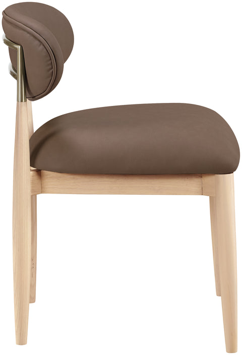 Harlow Brown Vegan Leather Upholstered Dining Side Chair, 2-Piece